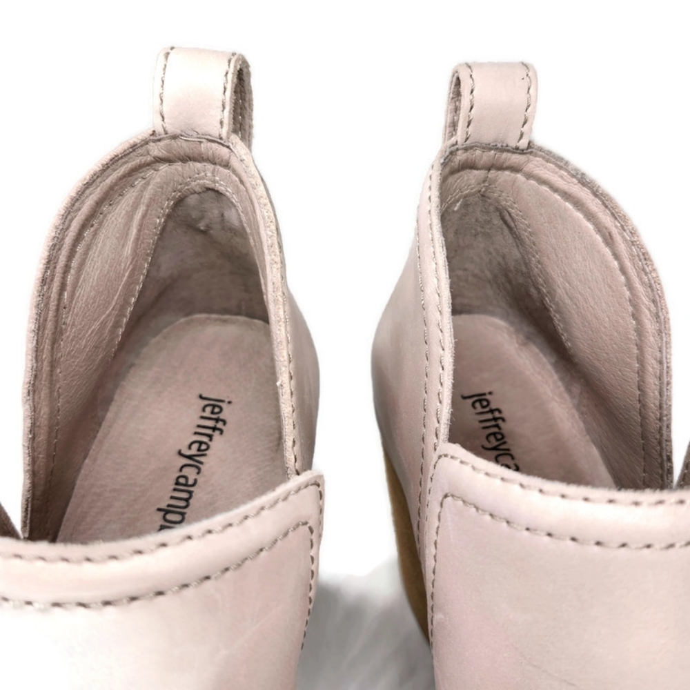 Jeffrey Campbell Rosalee Cream Leather Low Notched Shaft Pull-On Block Heel Boot - Picture 7 of 16